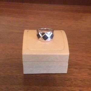 Sterling Silver Black Diamond Geometric Ring